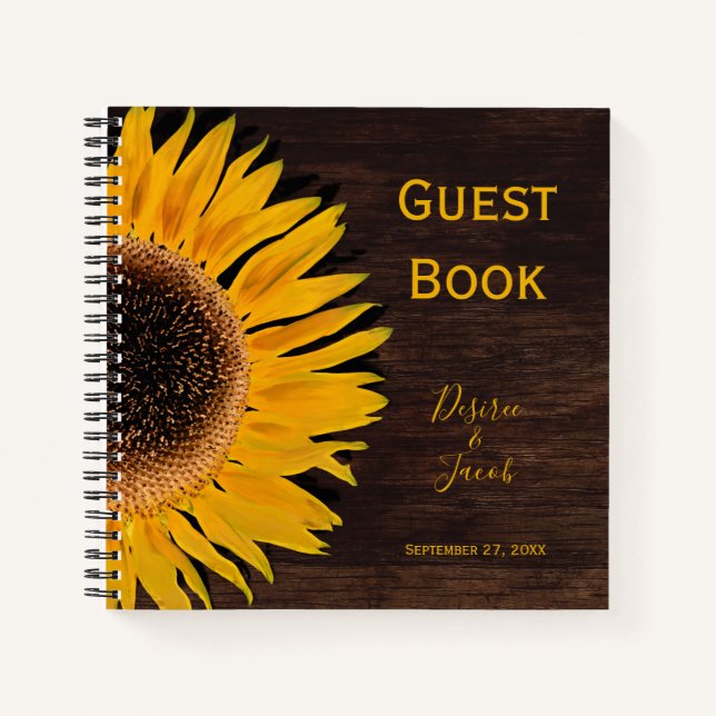 Cuaderno Sunflower Yellow Rustic Country Brown Wood (Anverso)