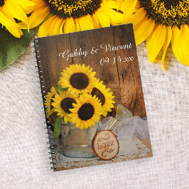 Cuaderno Sunflowers and Garden Waters Can Barn Boda