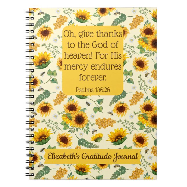 Cuaderno Sunflowers Bebida Personalizado Biblia Verse Chris (Frente)