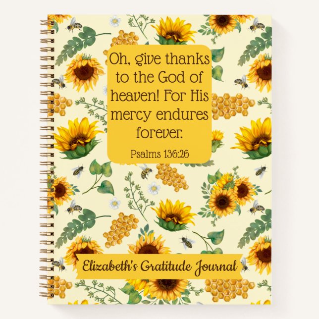 Cuaderno Sunflowers Bebida Personalizado Biblia Verse Chris (Anverso)