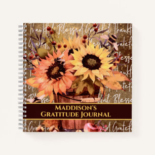 Cuaderno Sunflowers Blessings Gratitud Agradecimiento Grati