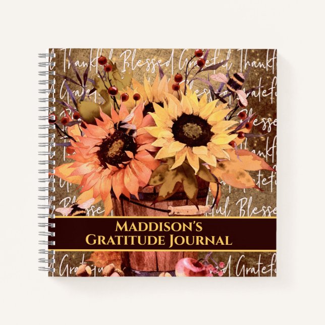 Cuaderno Sunflowers Blessings Gratitud Agradecimiento Grati (Anverso)