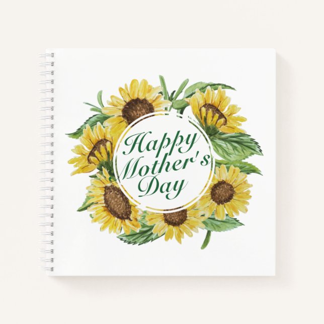 Cuaderno Sunflowers Happy Mother's Day Floral Notebook (Anverso)