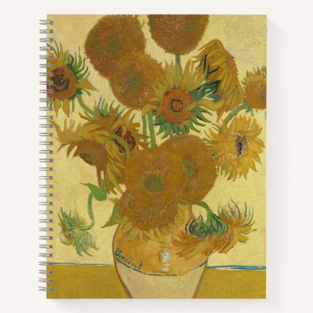 Cuaderno Sunflowers, Still Life Oil Painting, Van Gogh (Anverso)