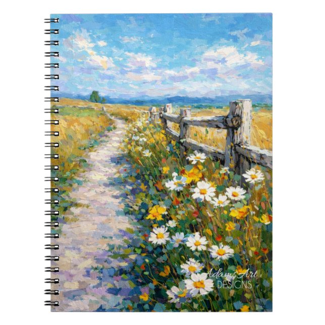 Cuaderno Sunlit Wildflower Path Impressionist Meadow (Frente)