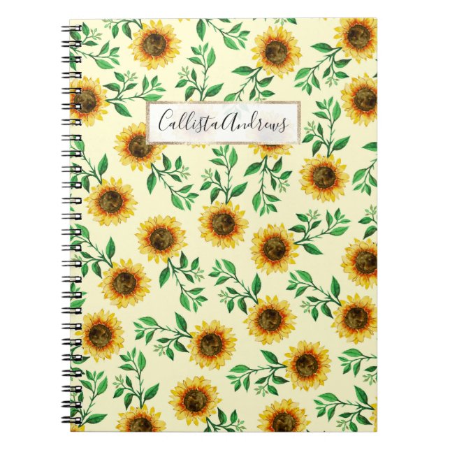 Cuaderno Sunny Neon Pastel Yellow Sunflower patrón (Frente)