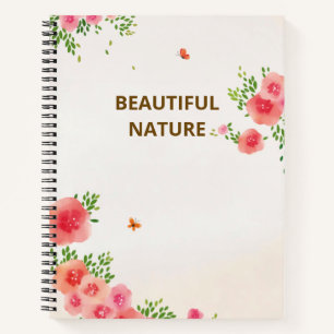 Cuaderno Sunny Rubor Flores rosas Mariposa acuarela