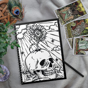 Cuaderno Sunny Skull Sunflower Black & White Gothic