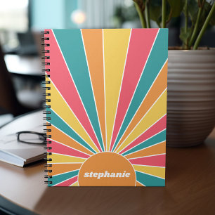Cuaderno Sunrise de rayas retro - nombre de guión de arcoir