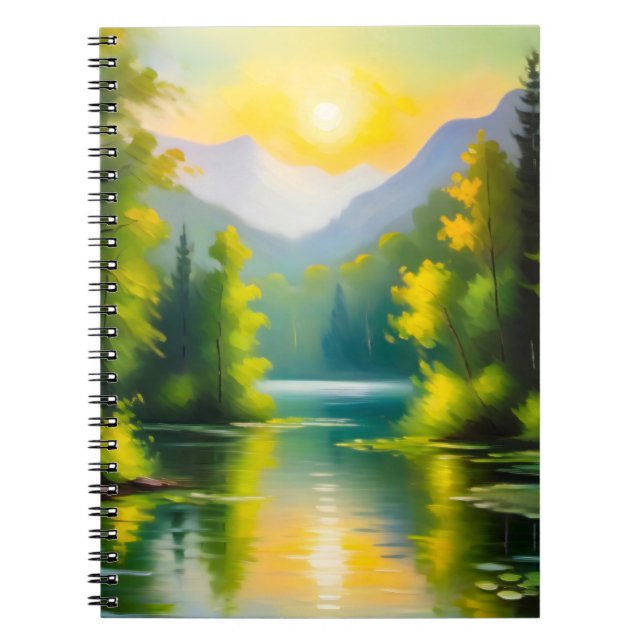 Cuaderno Sunrise over snow covered mountains and lake (Frente)