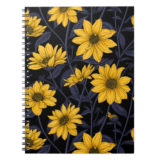 Cuaderno Sunroot, girasol salvaje en amarillo y azul (Frente)
