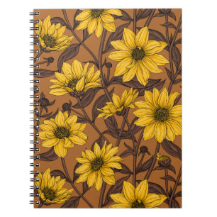 Cuaderno Sunroot, girasol salvaje en amarillo y marrón