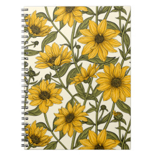 Cuaderno Sunroot, girasol salvaje en blanco roto