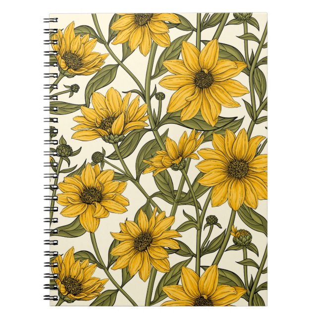 Cuaderno Sunroot, girasol salvaje en blanco roto (Frente)