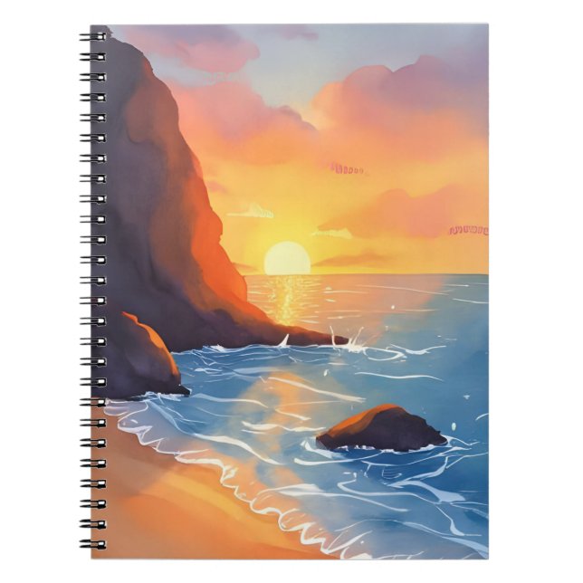 Cuaderno Sunset Coast | Beach Ocean Waves (Frente)