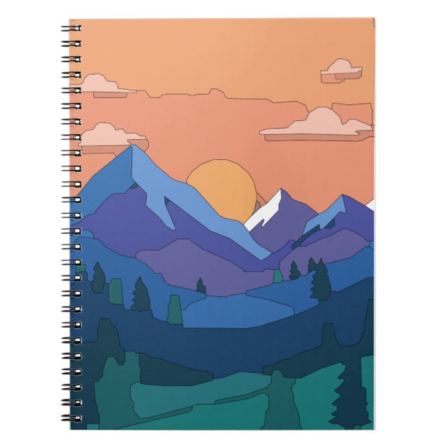 Cuaderno Sunset de montaña geométrica (Frente)