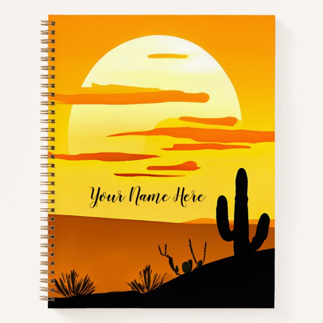 Cuaderno Sunset del desierto del Suroeste con Cactus (Anverso)