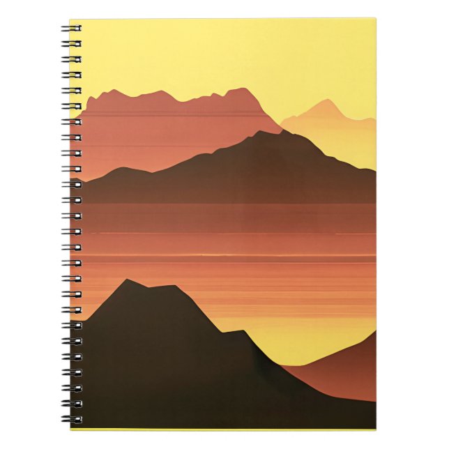 Cuaderno Sunset del desierto del Suroeste con montañas (Frente)