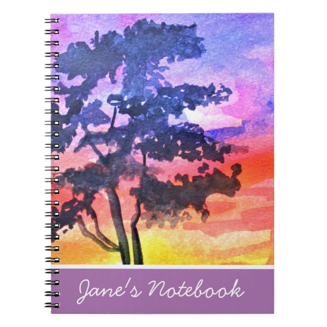 Cuaderno Sunset Dreaming paisaje acuarela arte (Frente)