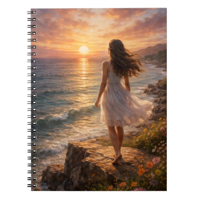 Cuaderno Sunset Ocean Aesthetic Spiral Photo Notebook (Frente)