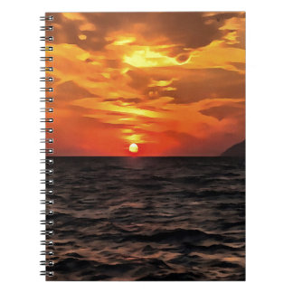 Cuaderno Sunset Over The Aegean Sea Landscape Painting