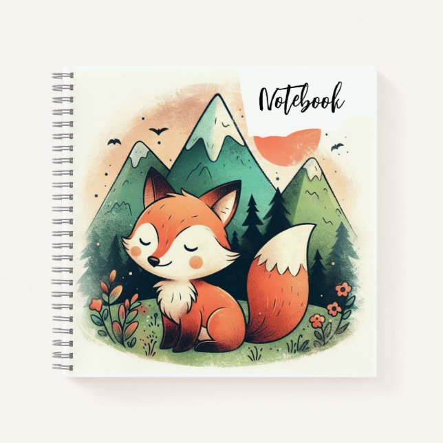 Cuaderno Sunset Paws – Fox y cachorro en el desierto pintad (Anverso)