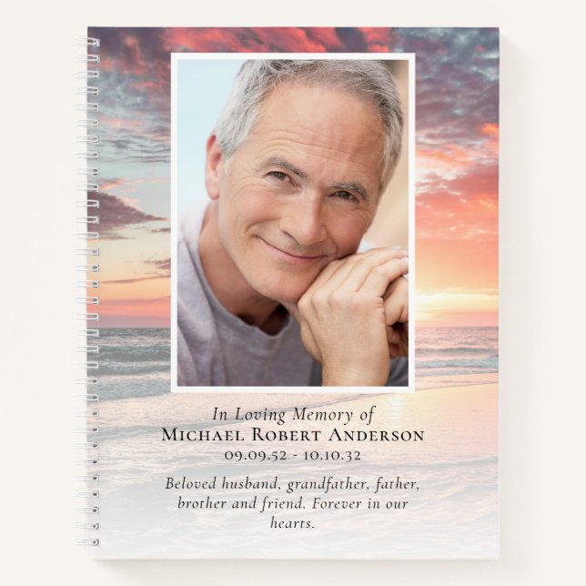 Cuaderno Sunset Photo Funeral Budget Guest Book (Anverso)