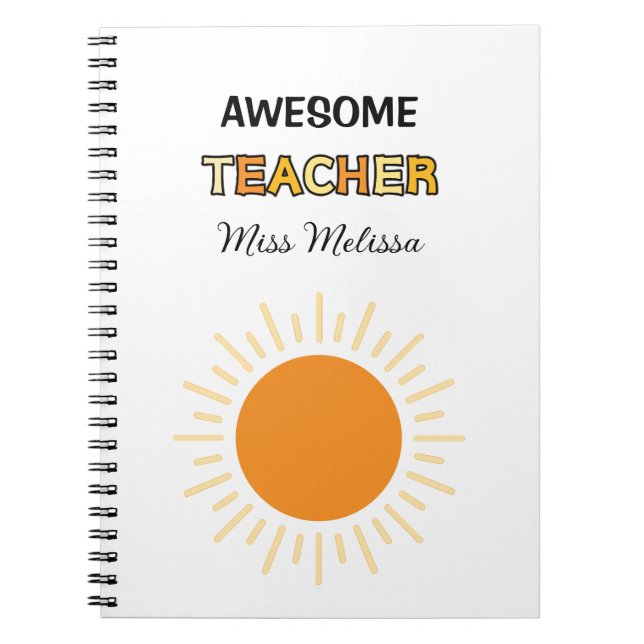 Cuaderno Sunshine Awesome Teacher Gift Mejor Profesor (Frente)