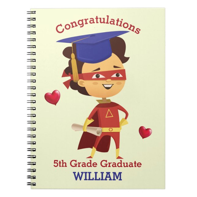 Cuaderno Super Boy Felicitaciones a quinto grado (Frente)
