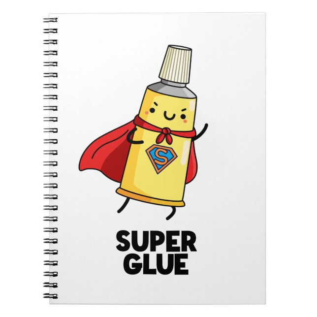 Cuaderno Super Glue Funny Super Hero Pun (Frente)