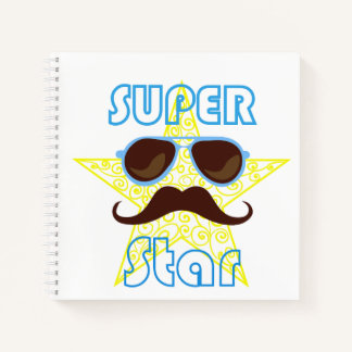 Cuaderno Super Star with sunglasses and mustache