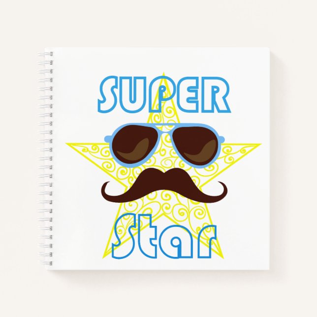 Cuaderno Super Star with sunglasses and mustache (Anverso)