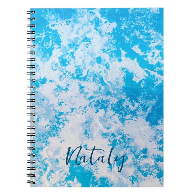 Cuaderno Superficie de hielo azul y blanco personalizada (Frente)
