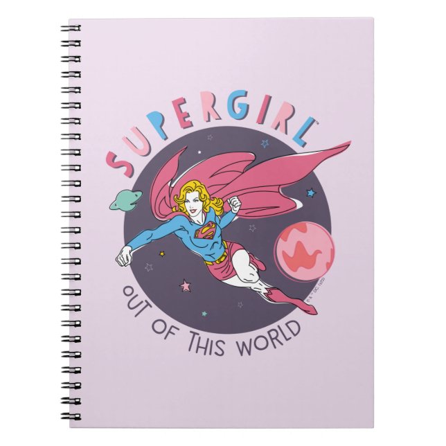 Cuaderno Supergirl fuera de este mundo retro gráfico (Frente)