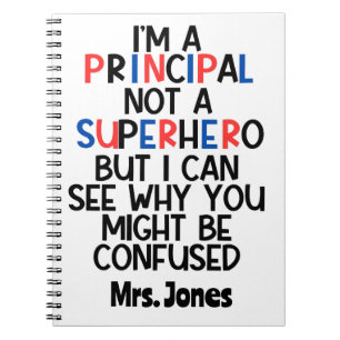 Cuaderno Superhéroe negro azul rojo principal personalizado