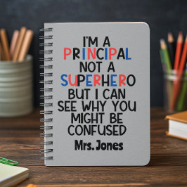 Cuaderno Superhéroe negro azul rojo principal personalizado