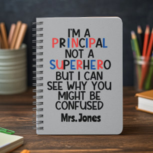 Cuaderno Superhéroe negro azul rojo principal personalizado