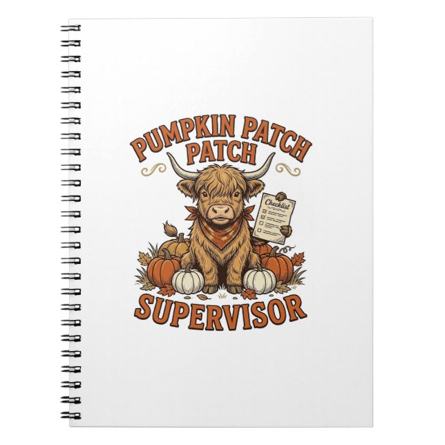 Cuaderno Supervisor de parcela de calabaza Highland Cow Cam (Frente)