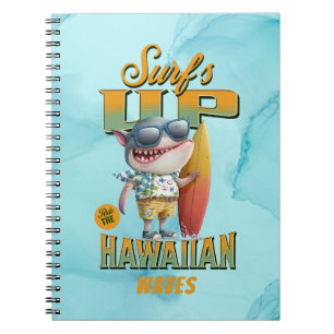 Cuaderno Surf de ola hawaiana con jerga de pidgin tiburón