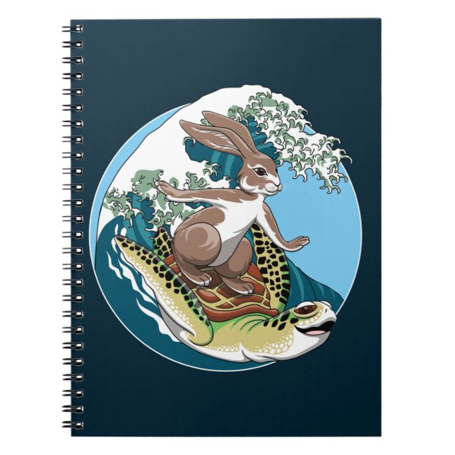 Cuaderno Surf de verano - Ilustracion de tortuga y conejo (Frente)