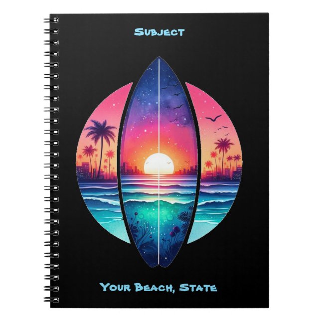 Cuaderno Surfboard en el atardecer (Frente)