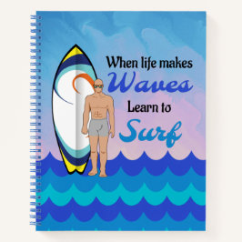 Cuaderno Surfboard Ocean Waves Blue Motivation Cita