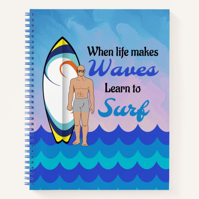 Cuaderno Surfboard Ocean Waves Blue Motivation Cita (Anverso)