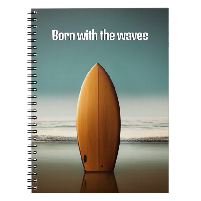Cuaderno Surfboard vertical con presupuesto de surfista (Frente)