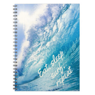 Cuaderno Surfer Wave Ocean Blue Eee Sleep Surf Repetir