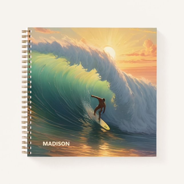 Cuaderno Surfing de nombre personalizado (Anverso)
