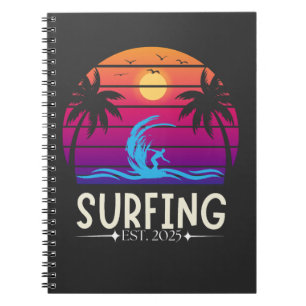 Cuaderno Surfing Est. Surf en modo de vacaciones retro de 2