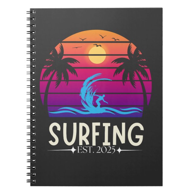 Cuaderno Surfing Est. Surf en modo de vacaciones retro de 2 (Frente)