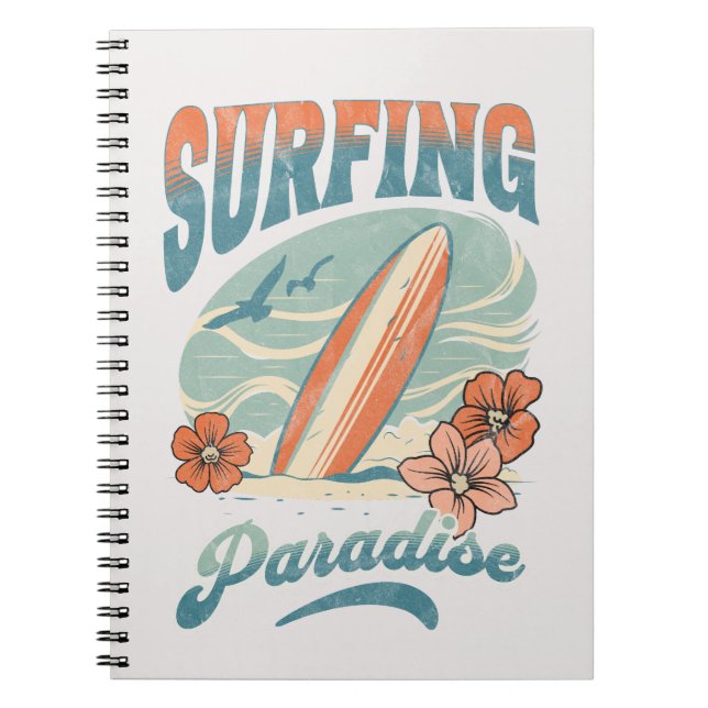 Cuaderno Surfing Paradise estilo retro (Frente)