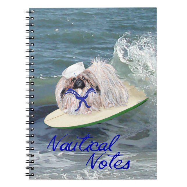 Cuaderno Surfing Pekingese Dog (Frente)